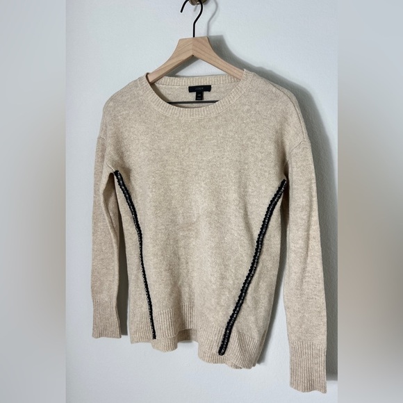 EUC J. Crew 100% Wool Sweater With Bling Stripe On Sides Size XXS. - Picture 3 of 8